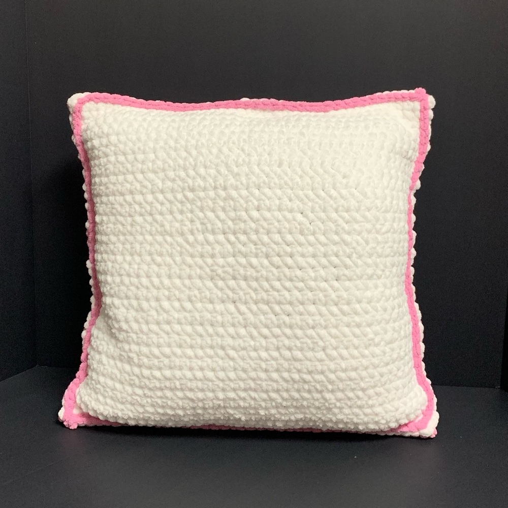 White Pillow with Pink Trim